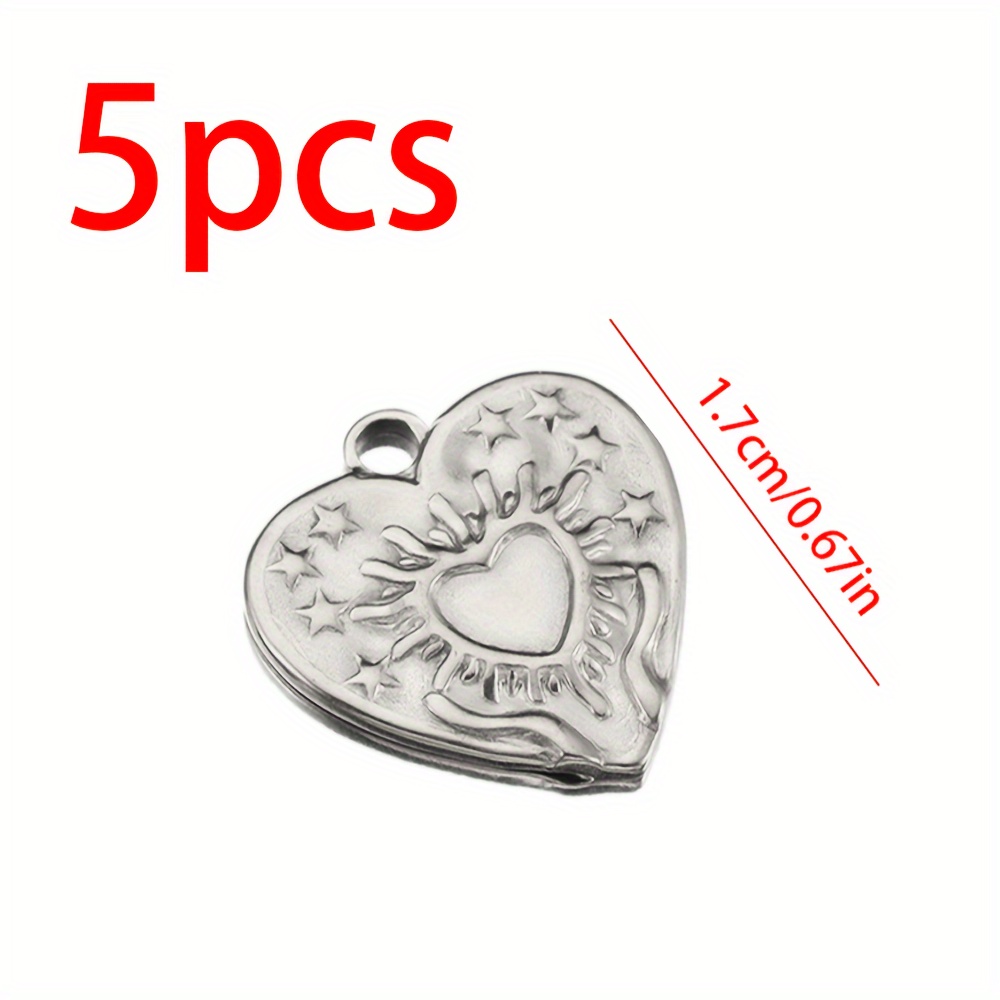 5pcs 304 Stainless Steel Love Charms 17mm Sunburst Heart Pendant